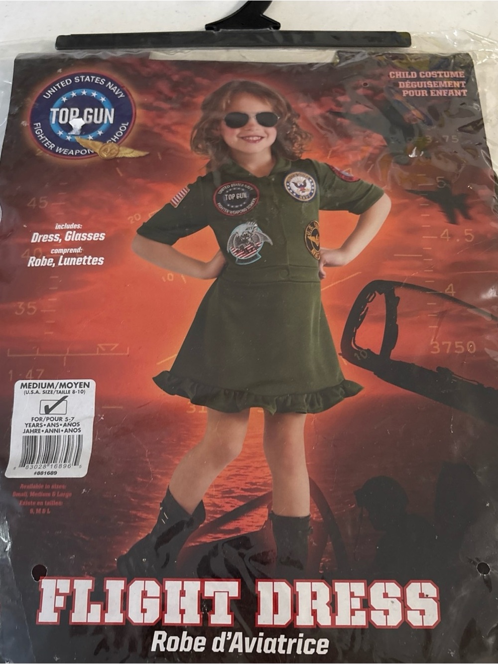 Kids Olive Green Flight Dress Costume with Patches